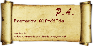 Preradov Alfréda névjegykártya